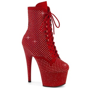 ADORE-1020RM 18 cm pleaser hjhlede boots strass rde