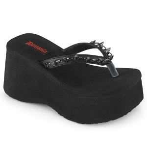 Black 9 cm FUNN-35 emo gothic platform womens mules