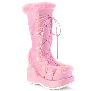 Faux Fur Trim 7 cm CUBBY-311 lolita alternative womens boots platform in rose