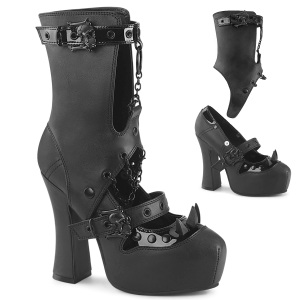 Leatherette 13 cm DEMON-13 chunky platform maryjane shoes with buckles