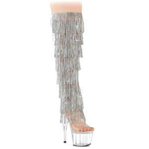 Slv 18 cm pole dance exotic overknee stvler med strass frynser