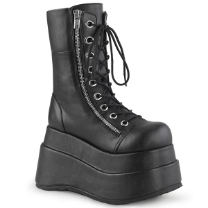 Vegan 11,5 cm BEAR-265 emo dobbelt platform ankelstvler - dame plateauboots med snrebnd