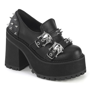 Vegan 12 cm ASSAULT-38 alternative womens shoes cleated platform loafer black