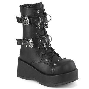 Vegan 7 cm CUBBY-54 emo platform ankelstvler - dame plateauboots med snrebnd