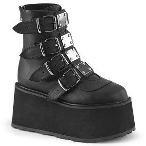 Vegan 9 cm DAMNED-105 kvinder plateau boots med spnder sort