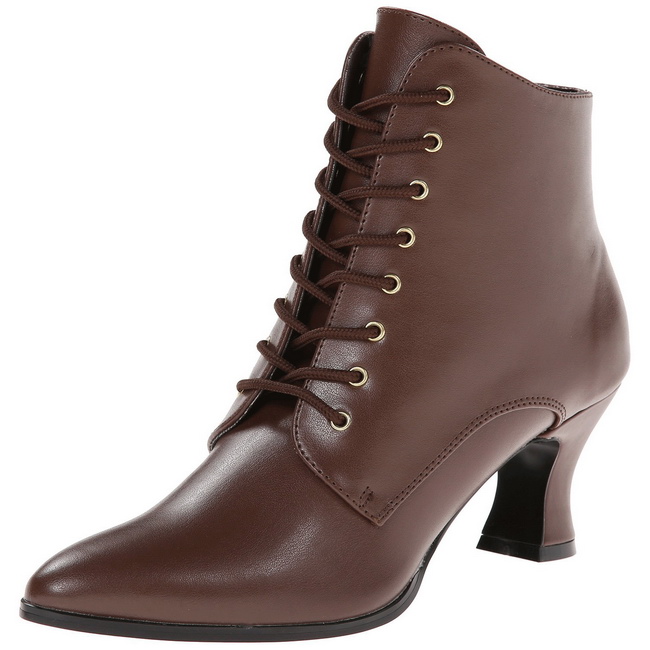 Brown 7 cm VICTORIAN-35 Lace Up Ankle Calf Women Boots