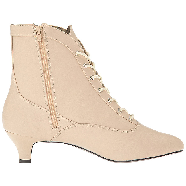 Cream Leatherette 5 cm FAB-1005 big size ankle boots womens