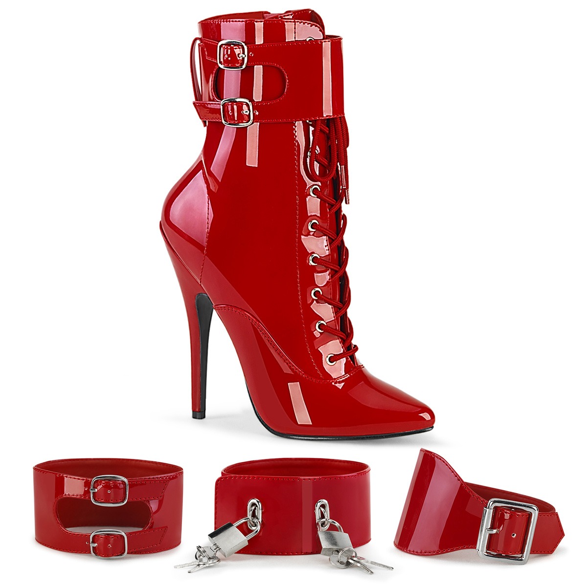 Rød DOMINA-1023 stiletto ankelstøvler høje hæle