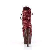 ADORE-1020RM 18 cm pleaser high heels ankle boots strass burgundy