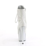 ADORE-1020RM 18 cm pleaser high heels ankle boots strass silver