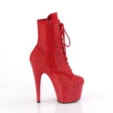 ADORE-1020RM 18 cm pleaser hjhlede boots strass rde