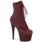 ADORE-1020RM 18 cm pleaser hjhlede boots strass rdvin