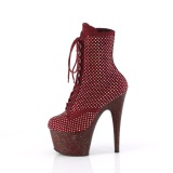 ADORE-1020RM 18 cm pleaser hjhlede boots strass rdvin