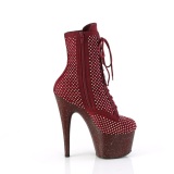 ADORE-1020RM 18 cm pleaser hjhlede boots strass rdvin