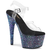 Black 18 cm BEJEWELED-708MS Pole dance high heels shoes rhinestones platform