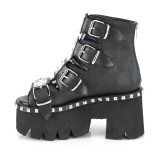 Black Vegan 9 cm ASHES-70 lolita ankle boots platform block heels