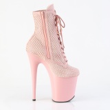 FLAMINGO-1020RM 20 cm pleaser high heels ankle boots strass rose