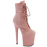 FLAMINGO-1020RM 20 cm pleaser hjhlede boots strass rosa