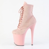 FLAMINGO-1020RM 20 cm pleaser hjhlede boots strass rosa