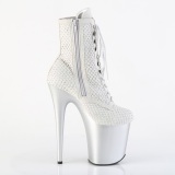 FLAMINGO-1020RM 20 cm pleaser hjhlede boots strass slv