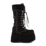 Faux Fur Trim 11,5 cm BEAR-202 emo alternative womens boots pyramid platform in black