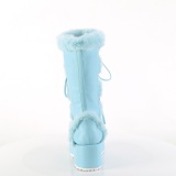 Faux Fur Trim 7 cm CUBBY-311 lolita alternative womens boots platform in blue