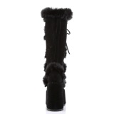 Faux fur trim goth 13 cm womens gothic chunky platform boots black