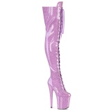 Glitter 20 cm FLAMINGO-3020GP purple thigh high boots with laces high heels