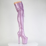 Glitter 20 cm FLAMINGO-3020GP purple thigh high boots with laces high heels