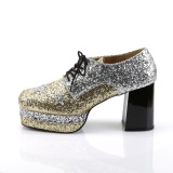 Glitter GLAMROCK-02 pimp sko 70er herre alfons sko disco platform snresko guld