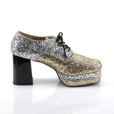 Glitter GLAMROCK-02 pimp sko 70er herre alfons sko disco platform snresko guld