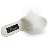 Hvid 8 cm AMOUR-03 Marabou fjer Hje Slip in sko