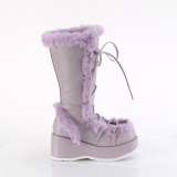 Imiteret pels 7 cm CUBBY-311 lolita damestvler med plateau i lavendel