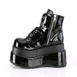 Laklder 11,5 cm BEAR-104 emo wedge ankelstvler - plateauboots med spnde