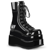 Laklder 11,5 cm BEAR-265 emo dobbelt platform ankelstvler - dame plateauboots med snrebnd