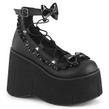 Leatherette 11,5 cm KERA-18 gothic platform womens shoes with bow tie