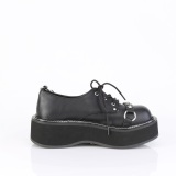 Leatherette 5 cm EMILY-32 Black punk shoes with laces