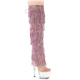 Lyserd 18 cm pole dance exotic overknee stvler med strass frynser