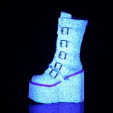 Neon 14 cm SWING-G emo calf-high women boots platform with buckles white