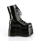 Patent 11,5 cm BEAR-265 emo women tiered platform boots with laces