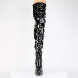 Patent 13,5 cm platform overknee high heel boots with chains