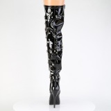 Patent 13,5 cm platform overknee high heel boots with chains