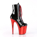 Patent 20 cm FLAMINGO-1020 Red Chrome Platform Ankle Calf Boots