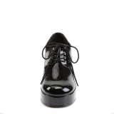 Patent JAZZ-02 pimp shoes 70s mens disco platform shoes lace-up black