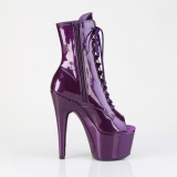 Purple glitter 18 cm peep toe high heels ankle boots platform