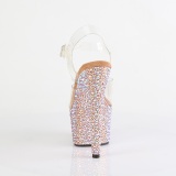 Rosa guld 18 cm BEJEWELED-708MS poledance hje hle sko med strass plateau