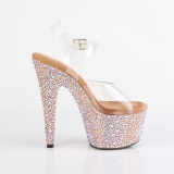 Rosa guld 18 cm BEJEWELED-708MS poledance hje hle sko med strass plateau