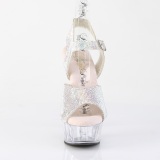 Silver 15 cm DELIGHT-N transparent platform rhinestone high heels