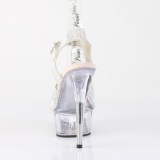 Silver 15 cm DELIGHT-N transparent platform rhinestone high heels