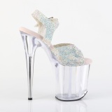 Silver 20 cm FLAMINGO rhinestone platform high heels